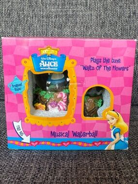 RARE Vintage Disney Classics Alice In Wonderland Musical Waterball Mint In Box